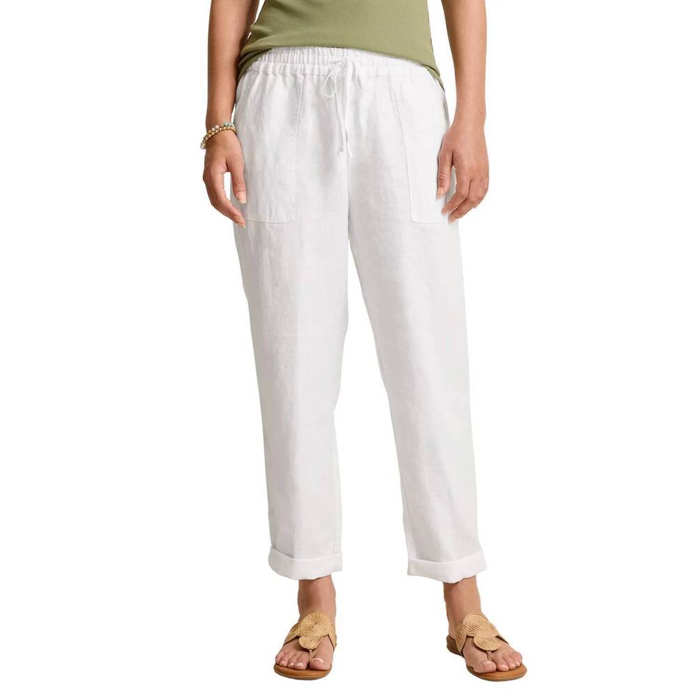 NEW TOMMY BAHAMA women's two palms tapered linen pants in white